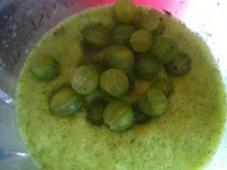 Green gooseberries subbing for limes in this mojito!